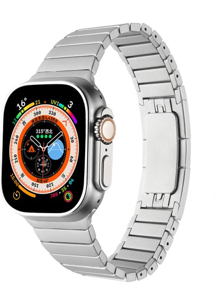 Apple Watch Ultra 49MM Kordon Uyumlu Krd-35 Metal Strap Kayış - Gri
