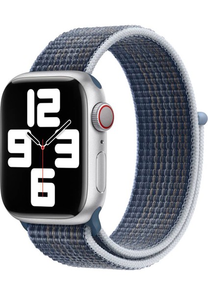 Apple Watch Ultra 49MM Kordon Uyumlu Krd-03 Hasır Strap Kayış - Storm Blue