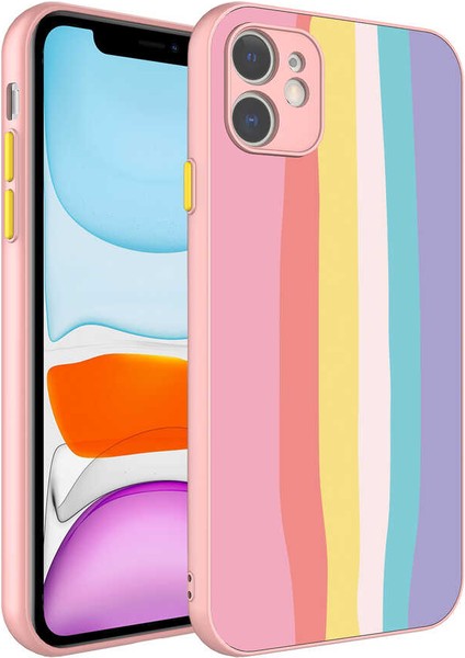 Apple iPhone 11 Uyumlu Kamera Korumalı Renkli Temperli X-Cam Kapak-No5