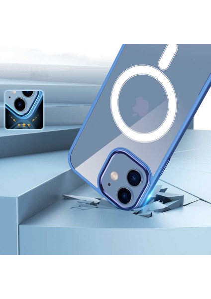 Apple iPhone 12 Uyumlu Wireless Şarj Özellikli Krom Magsafe Silikon Kapak-Lavendery Gray indirimleri