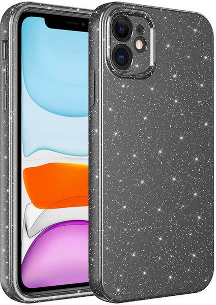 Apple iPhone 11 Uyumlu Kamera Korumalı Simli Lüks Koton Kapak-Gri