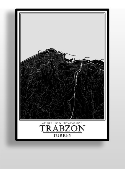 Trabzon Şehir Haritası Çerçevesiz Poster-Taraftar Seçenekli-Harita Sanatı, Map Art Design fiyatları