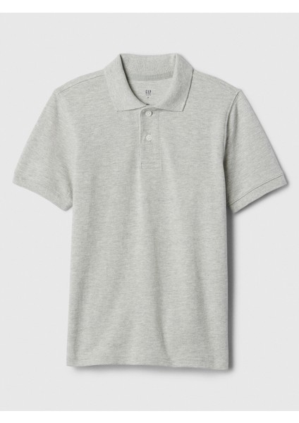 Erkek Çocuk Gri Gap Logo Piqué Polo Yaka T-Shirt