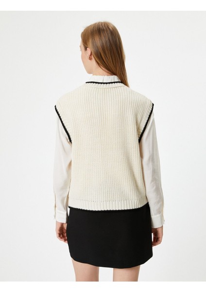 Triko Süveter Kolsuz Örgü Dokulu Bisiklet Yaka 5WAL20002IT fırsatları