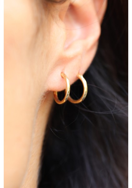 14 Ayar Altın Halka Küpe 1,4 cm Çap