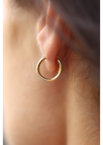 14 Ayar Altın Halka Küpe 1,4 cm Çap indirimleri