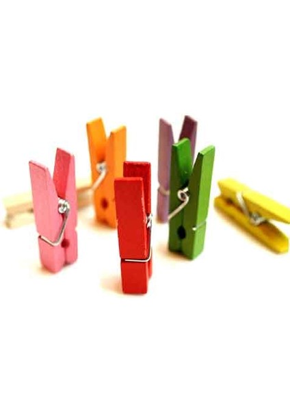 CLZ174 Renkli Mini Ahşap Mandal (100 Adet)