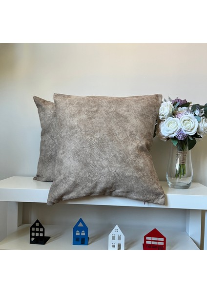 Deri Görünümlü Kadife Kırlent Kılıfı