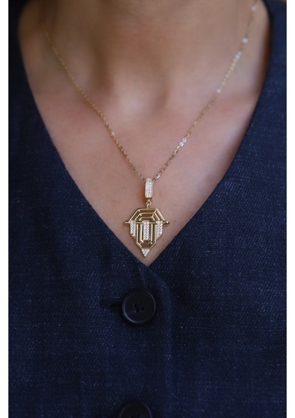 14 Ayar Altın Taşlı Modern Kolye Ucu fiyatları