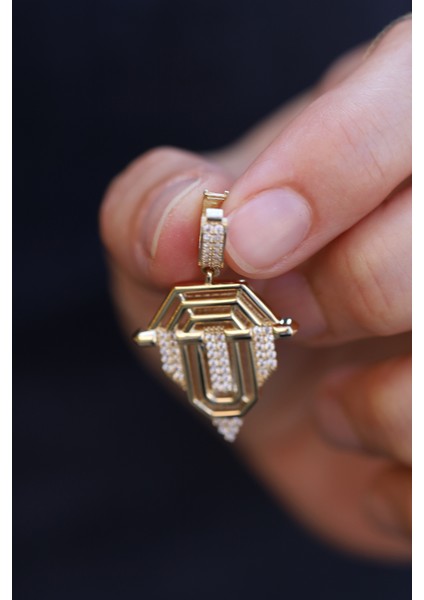 14 Ayar Altın Taşlı Modern Kolye Ucu modelleri