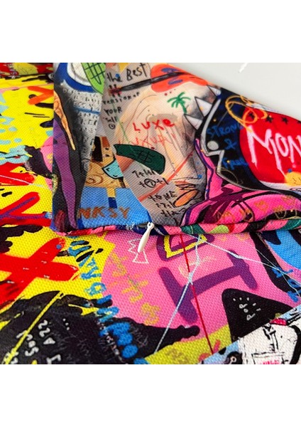 Kırlent Kılıfı Neon Yazılar Kadın Pop Art Desenli Dijital Baskılı
