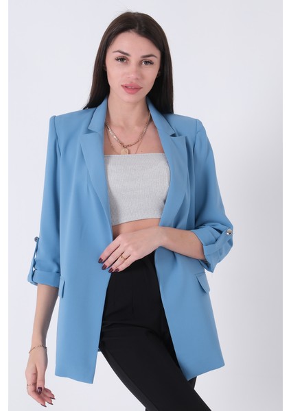 Bebe Mavi Astarlı Kolları Düğme Toparlamalı Ceket 0105136.449 modelleri