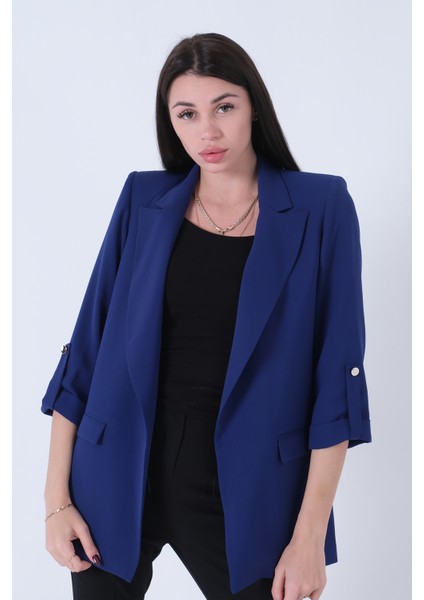 Saks Astarlı Kolları Düğme Toparlamalı Ceket 0105136.26