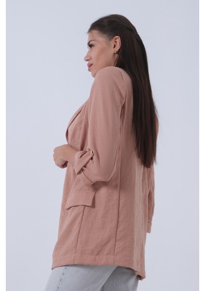 Bej Kolları Düğme Toparlamalı Keten Ceket 01051361.55 indirimleri