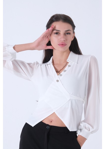 Beyaz Yandan Bağlamalı Kadın Bluz 4202723.15 fiyatları