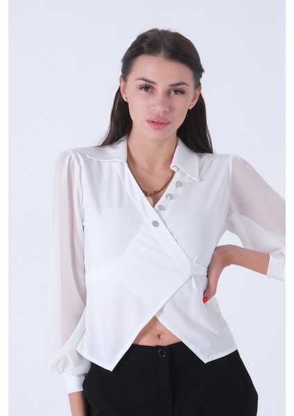 Beyaz Yandan Bağlamalı Kadın Bluz 4202723.15 modelleri