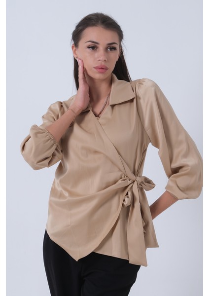 Bej Yandan Bağlamalı Şifon Bluz 41620062.55 modelleri