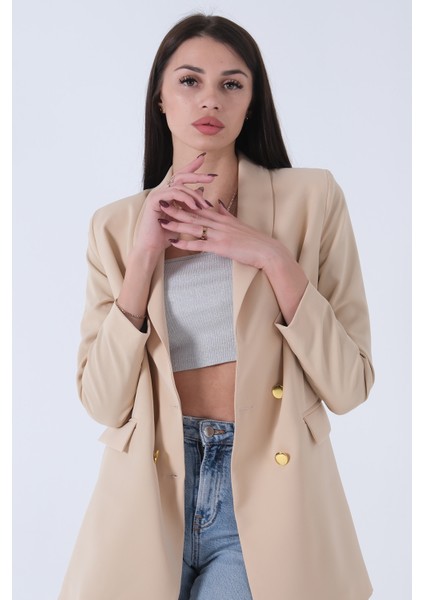 Taş Şal Yaka Gold Metal Düğmeli Tek Ceket 0105137.50