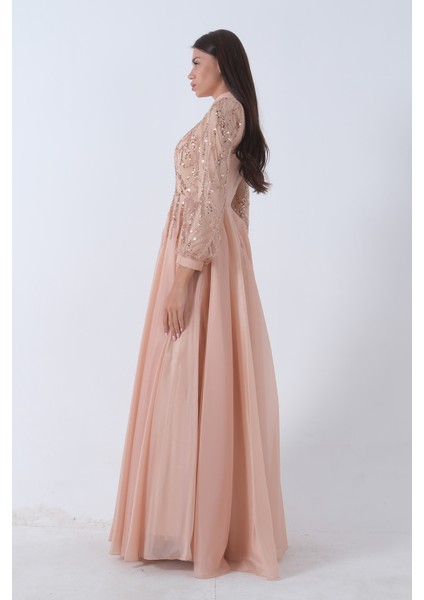 Gold Üzeri Pul Boncuk Işlemeli Tesettür Abiye 6502450.122 fırsatları