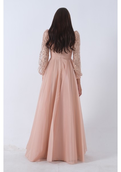 Gold Üzeri Pul Boncuk Işlemeli Tesettür Abiye 6502450.122 indirimleri