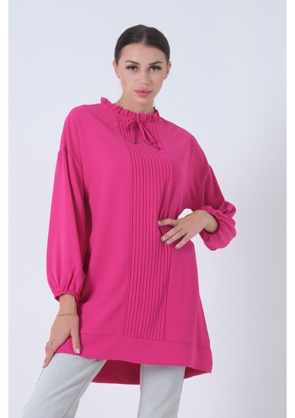 Fuşya Yakası Fırfırlı Tunik 0203192.12