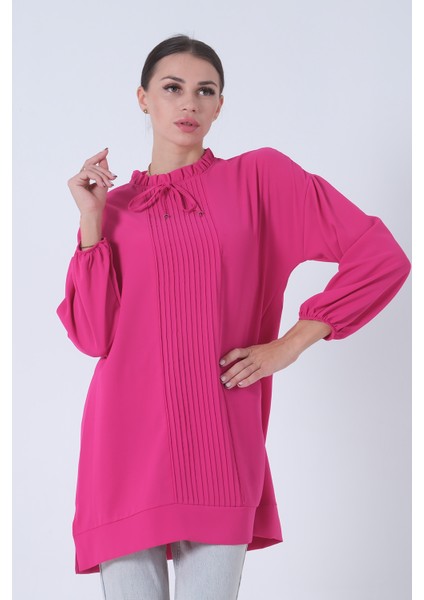 Fuşya Yakası Fırfırlı Tunik 0203192.12