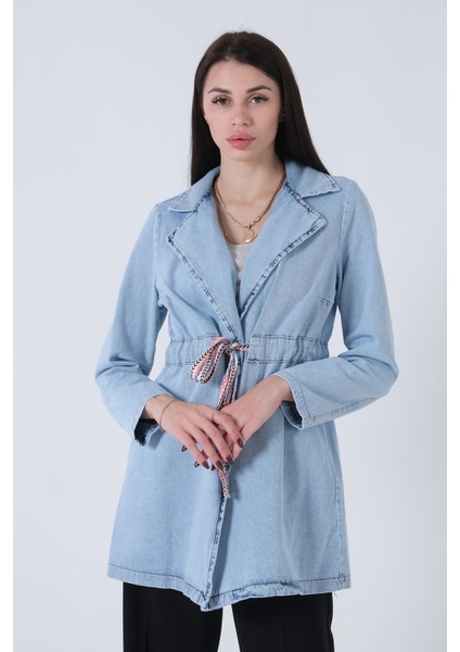 Mavi Belden Bağlamalı Kot Ceket 0809020.16