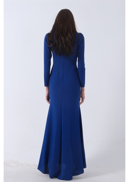Saks Üzeri Çiçek Desen Boncuk Taş Işlemeli Tesettür Abiye 6502487.26