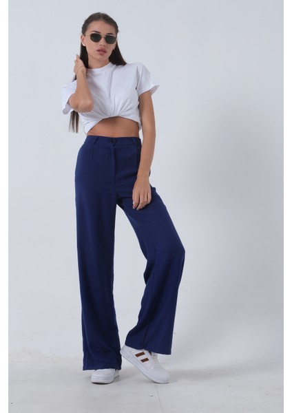 Saks Yüksek Bel Bol Paça Keten Pantolon 01020661.26