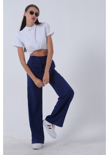 Saks Yüksek Bel Bol Paça Keten Pantolon 01020661.26