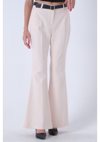 Krem Yüksek Bel Ispanyol Paça Pantolon 0303891.19 fırsatları