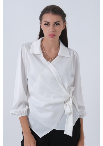 Beyaz Yandan Bağlamalı Şifon Bluz 41620062.15 fiyatları