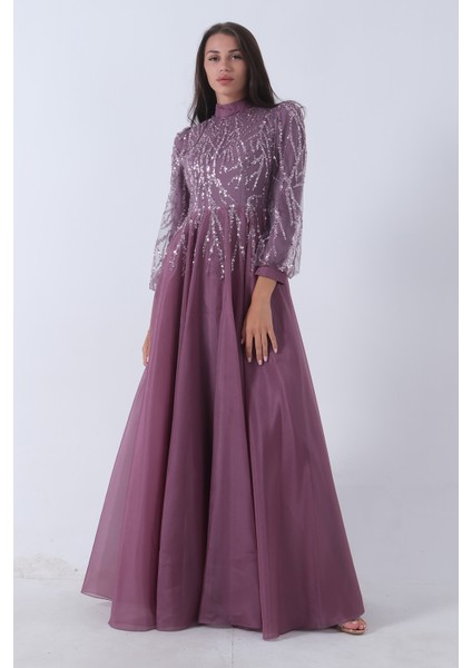 Lavanta Üzeri Pul Boncuk Işlemeli Tesettür Abiye 6502450.333 fiyatları