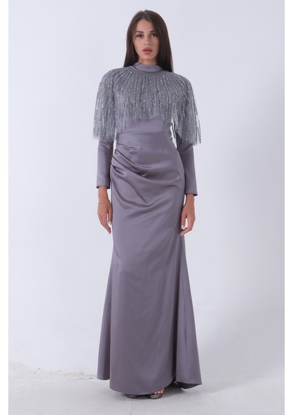 Gri Yaka Seyyar Şal Ayrobin Eklemeli Tesettür Abiye 6502477.06 fiyatları