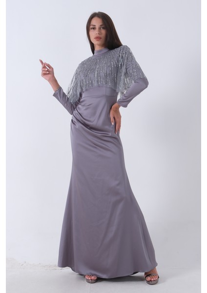 Gri Yaka Seyyar Şal Ayrobin Eklemeli Tesettür Abiye 6502477.06 fırsatları