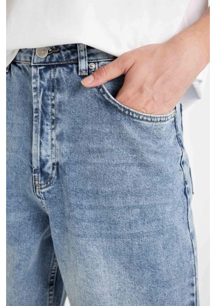 Baggy Fit Geniş Kalıp Normal Bel Geniş Paça Jean Pantolon B3926AX24AU