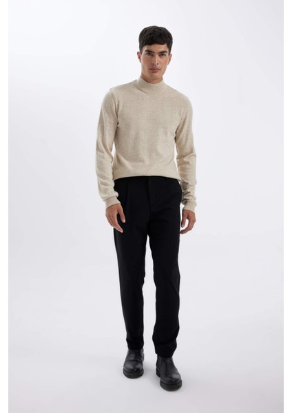 Slim Fit Dar Kesim Yarım Balıkçı Yaka Basic Düz Triko Kazak R1127AZ24WN