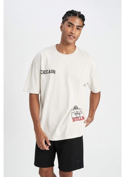 Fit NBA Chicago Bulls Oversize Geniş Kalıp Bisiklet Yaka Basklı Pamuklu Kısa Kollu Tişört C9272AX24AU modelleri