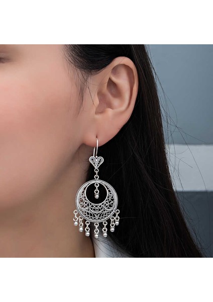 Gümüş Çember Telkari Sallantılı Kadın Küpe fiyatları