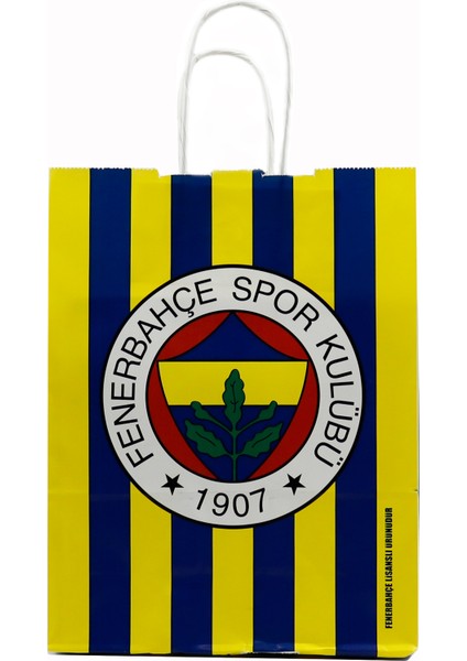 Repro Design Fenerbahçe Lisanlı Renkli Burgu Saplı Kağıt Poşet 18 x 24 x 8 cm - 2 Adet