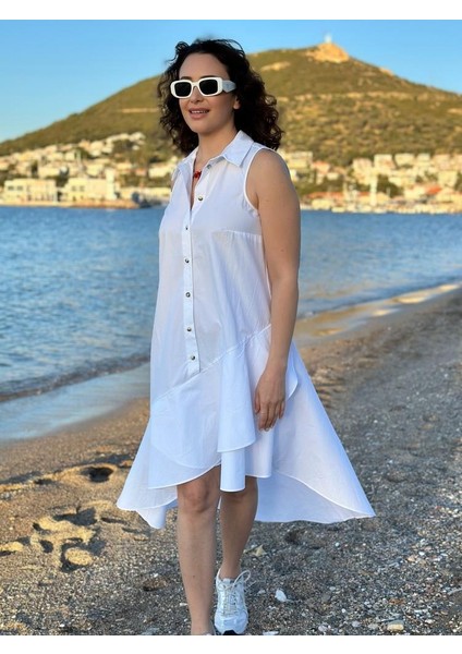 Tasarım Asimetrik Gömlek Elbise