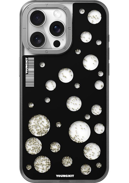 Apple iPhone 14 Pro Max Uyumlu Kılıf Magsafe Şarj Özellikli Youngkit Quicksand Beads Serisi Kapak Siyah