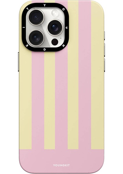 Apple iPhone 14 Pro Uyumlu Kılıf Magsafe Şarj Özellikli Youngkit Striped Piano Keys Serisi Kapak Pembe fiyatları