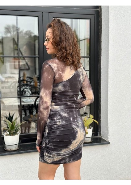 Drape Detay Tül Elbise