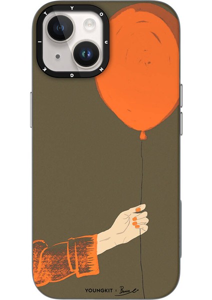 Apple iPhone 15 Uyumlu Kılıf Magsafe Şarj Özellikli Youngkit Orange Serisi Flying Balloon Kapak Turuncu