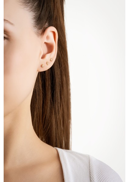 Kuzey Yıldızı 18 Ayar Sarı Altın Kaplama Gümüş Çoklu Küpe fiyatları