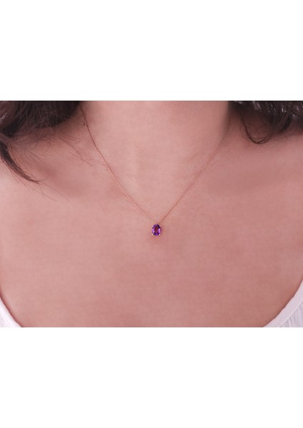 Oval Ametist Taşlı Esila Kolye 0402P0017 fiyatları