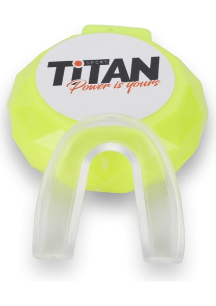 Titan Sport Silikon Dişlik Boks, Kickboks Muay Şeffaf Dişlik + Sarı Saklama Kabı