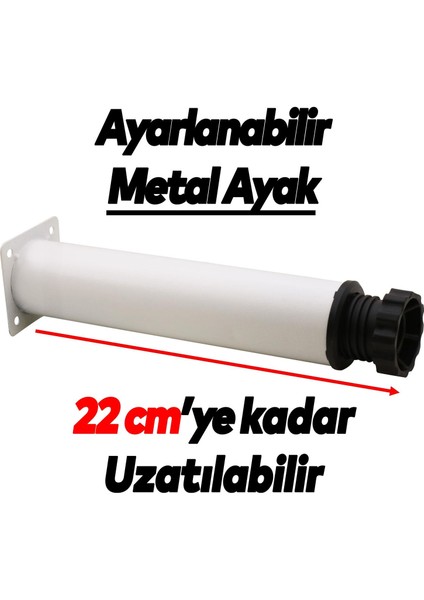 Ayarlanabilir Mobilya Kanepe Baza Koltuk Metal Destek Yükseltici Beyaz Ayağı Ayakları 20 cm 4 Adet