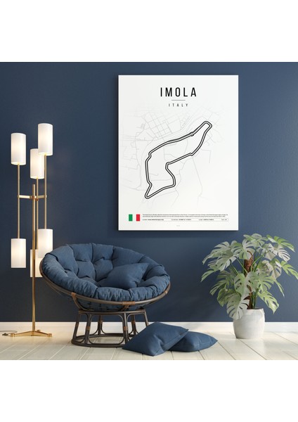 Italya Imola Pisti Formula 1 Kanvas Tablo Duvar Dekorasyon Sanatsal Tablo